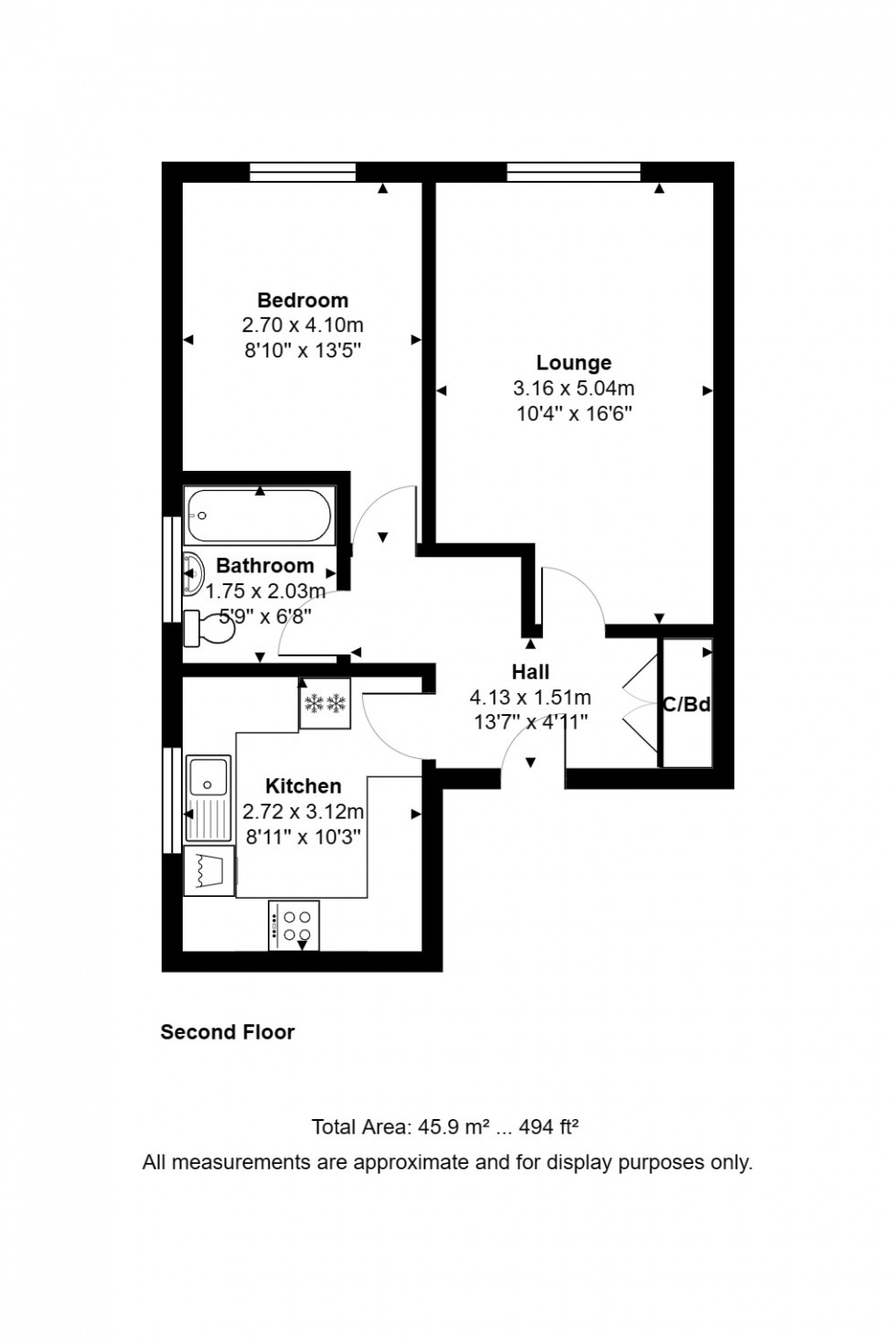 Floorplan for Woodthorpe Road, Ashford, Surrey