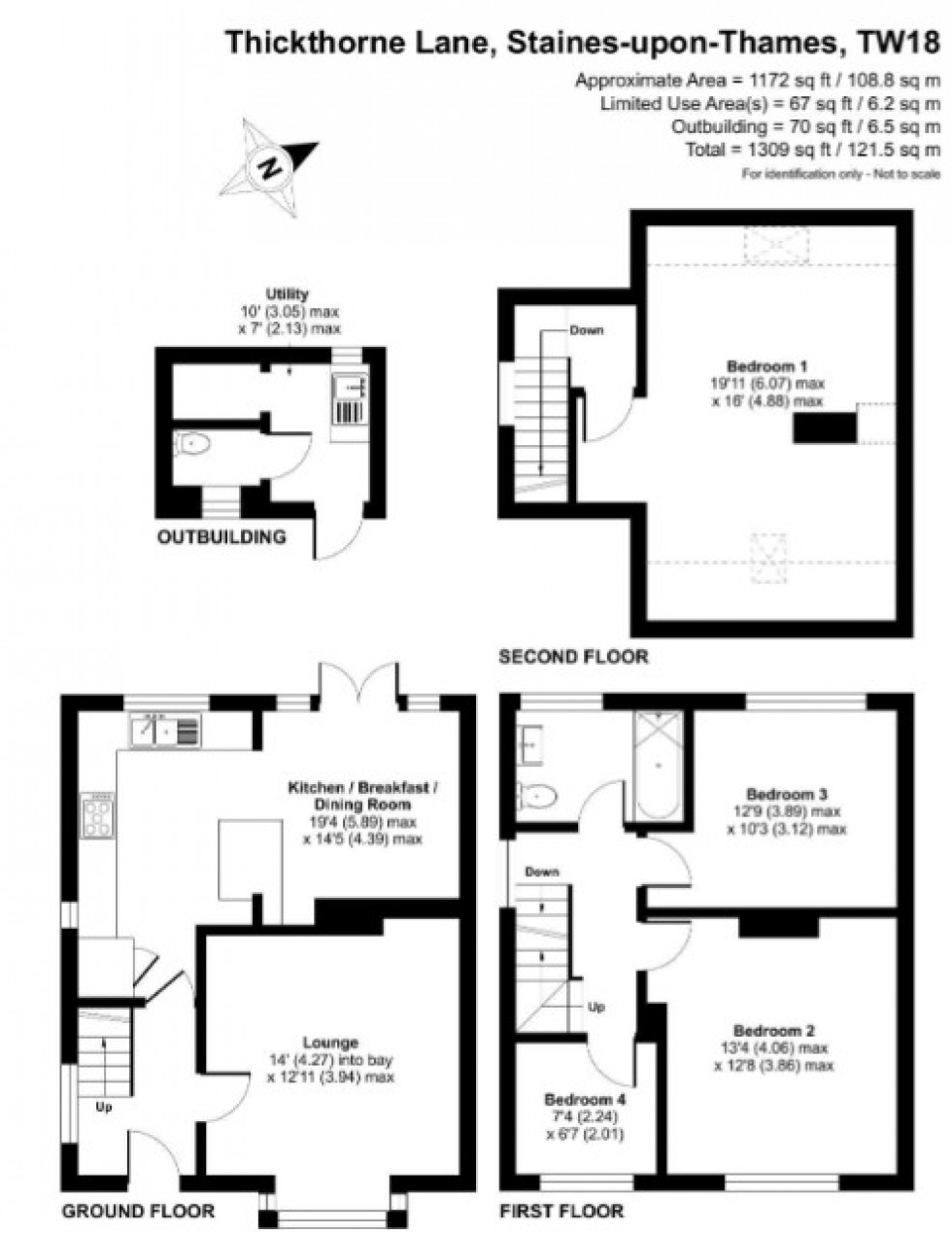 Floorplan for Thickthorne Lane, Staines-upon-Thames, Surrey