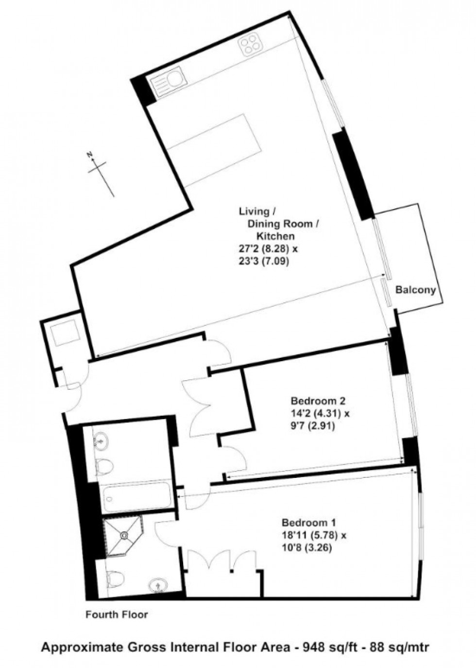 Floorplan for The Heart, Walton-on-Thames, Surrey